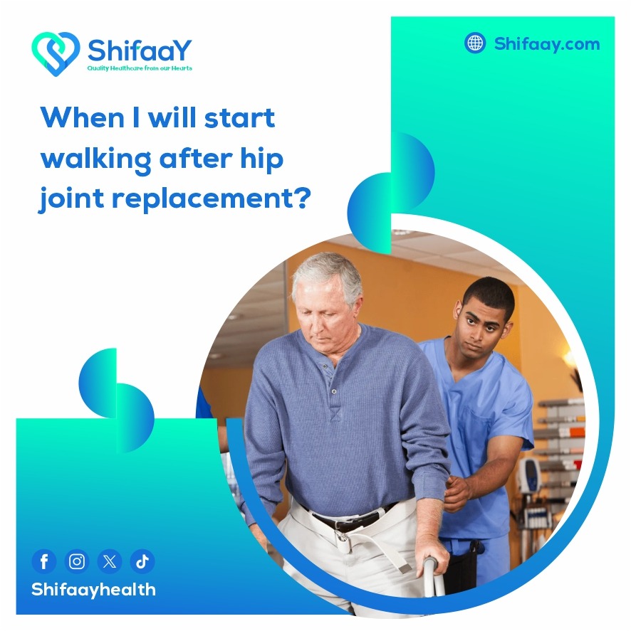 When does walking start after hip replacement?