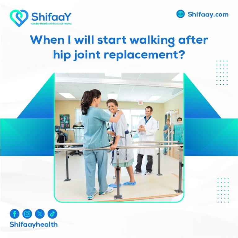 When does walking start after hip replacement?